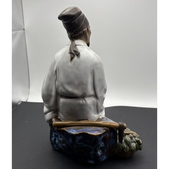 VINTAGE CHINESE SHIWAN MUDMAN STATUE Farmer With Tablet Rare 9” - Picture 5 of 8